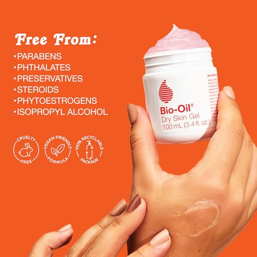 Bio-Oil Dry Skin Gel, Face and Body Moisturizer, Fast Absorbing Hydration, with Soothing Emollients and Vitamin B3, Non-Comedogenic, 6.7 Oz